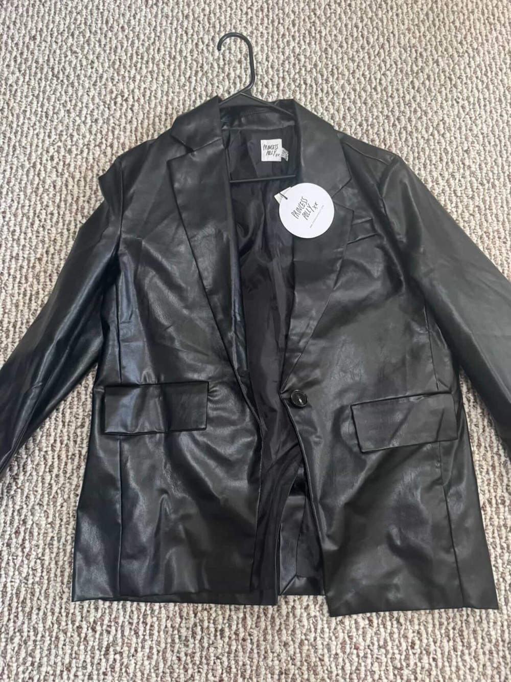 Princess Polly Black Faux Leather Shirt Jacket